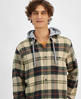 Sun + Stone Men's Lars Hooded Plaid Shirt, Created for Macy's