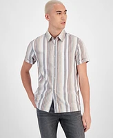 Sun + Stone Men's Leon Striped Short-Sleeve Shirt, Created for Macy's