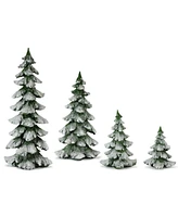 Slickblue Flocked Pine Tree Decor (Set of 4)