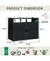 Mondawe Garbage Bin Shed Stores 2 Trash Cans Metal Outdoor Bin Shed for Garbage Storage