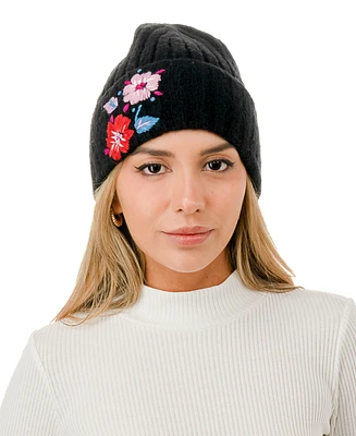 Marcus Adler Flower Embroidered Beanie