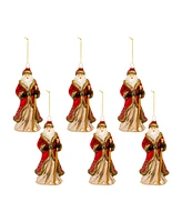 Slickblue Glass Santa Ornament With Gold Accent (Set of 6)