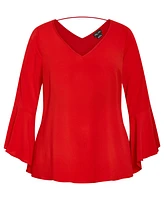 City Chic Women's Bell Sleeve Top