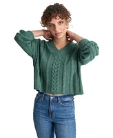 Dkny Jeans Women's V-Neck Cable-Knit Sweater