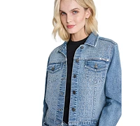 Dkny Jeans Women's Logo Embellished Denim Trucker Jacket