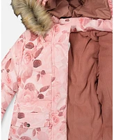 Deux par Toddler Girls Puffy Jacket Printed Rose Petals