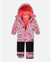 Deux par Big Girls One Piece Snowsuit Printed Marble