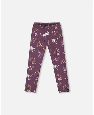 Deux par Baby Girls Jersey Leggings Mauve Printed Cats