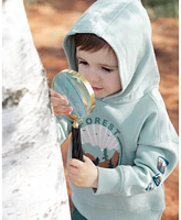 Deux par Toddler Boys Hooded Fleece Sweatshirt With Print Sage