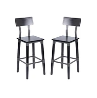 Merrick Lane Breton Bar Height Dining Stools With Steel Supports And Footrest - Set Of 2