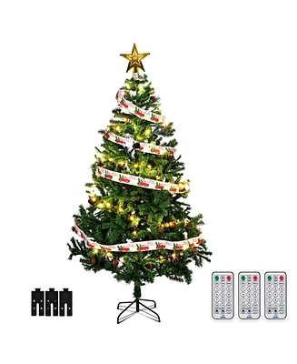 Yescom Christmas Tree Artificial with Lights,7.5Ft Green Xmas Tree,Foldable Hinged,1000 Branch Tips