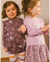 Deux par Deux Big Girls Super Soft Dress With Print Skirt Lilac Mini Flowers