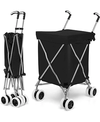 Inolait Folding Shopping Utility Cart with Water-Resistant Removable Canvas Bag