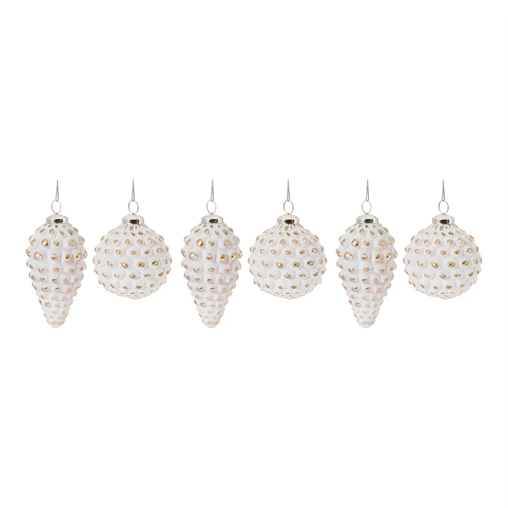 Slickblue White Washed Glass Ornament (Set of 6)