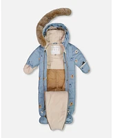 Deux par Baby Boys One Piece Snowsuit Blue Bears Designed For Car Seat