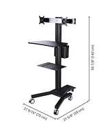 Yescom 2-Monitor Holder Pc Mobile Cart Computer Printer Workstaion Desk Black