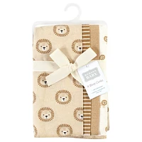 Hudson Baby Boys Cotton Poly Flannel Burp Cloths 8-Pack, Brave Lion, One