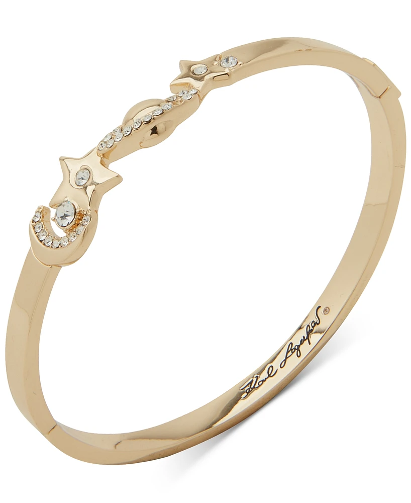 Karl Lagerfeld Paris Gold-Tone Pave Star & Moon Bangle Bracelet