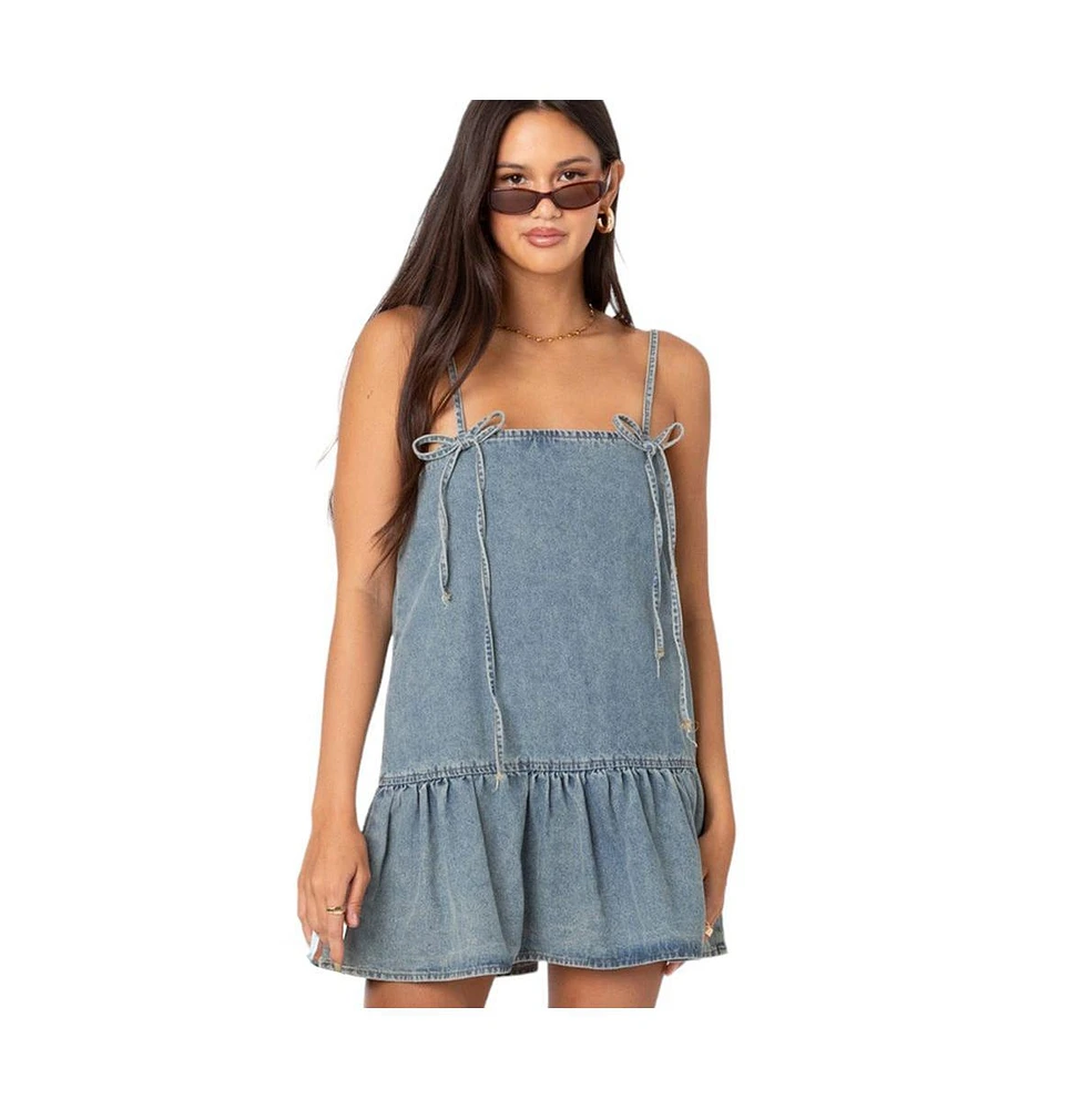 Edikted Women's Dylan Denim Mini Dress - Blue