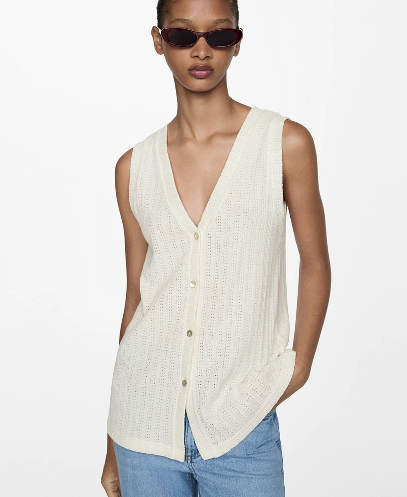 Mango Women's Crochet Knitted Vest