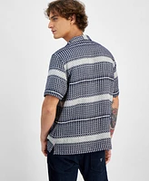 Guess Men's Arrow Jacquard Short Sleeve Button-Up Shirt