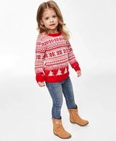 Holiday Lane Toddler Girls Fair Isle Sweater, Created for Macy's