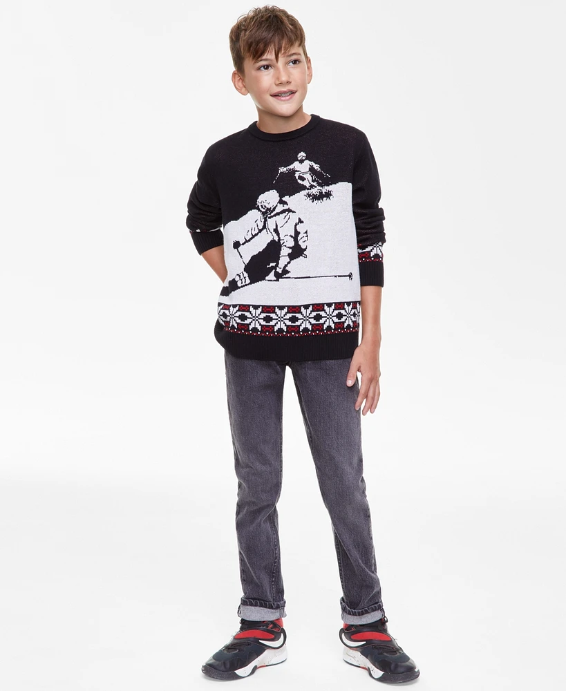 Holiday Lane Big & Little Boys Skier Sweater, Created for Macy's