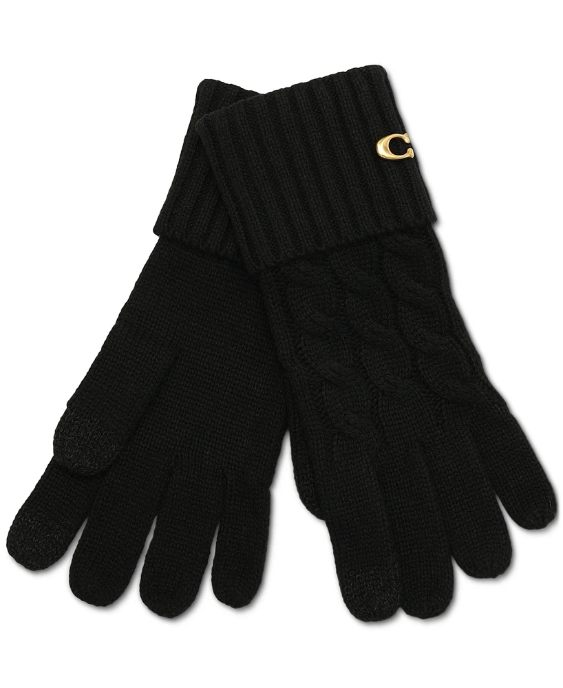 Coach Cable Knit Touchscreen Gloves