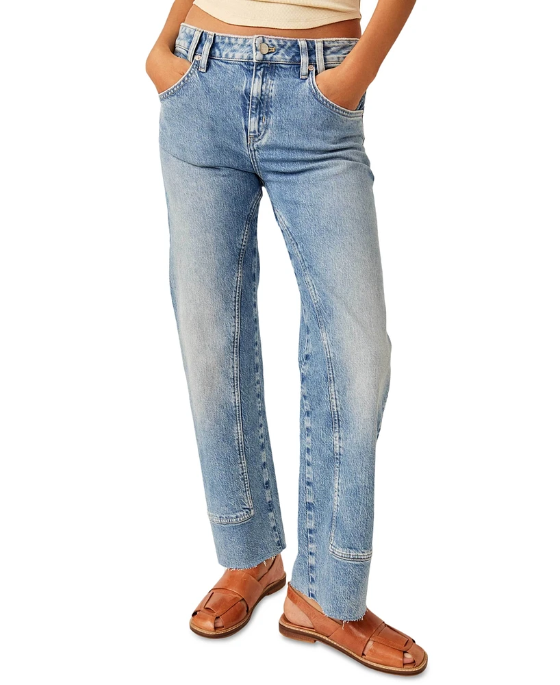 Free People Women's Risk Taker Mid-Rise Straight-Leg Jeans