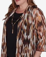 Alfred Dunner Plus Size Rue Rivoli Two In One Mesh Top With Necklace