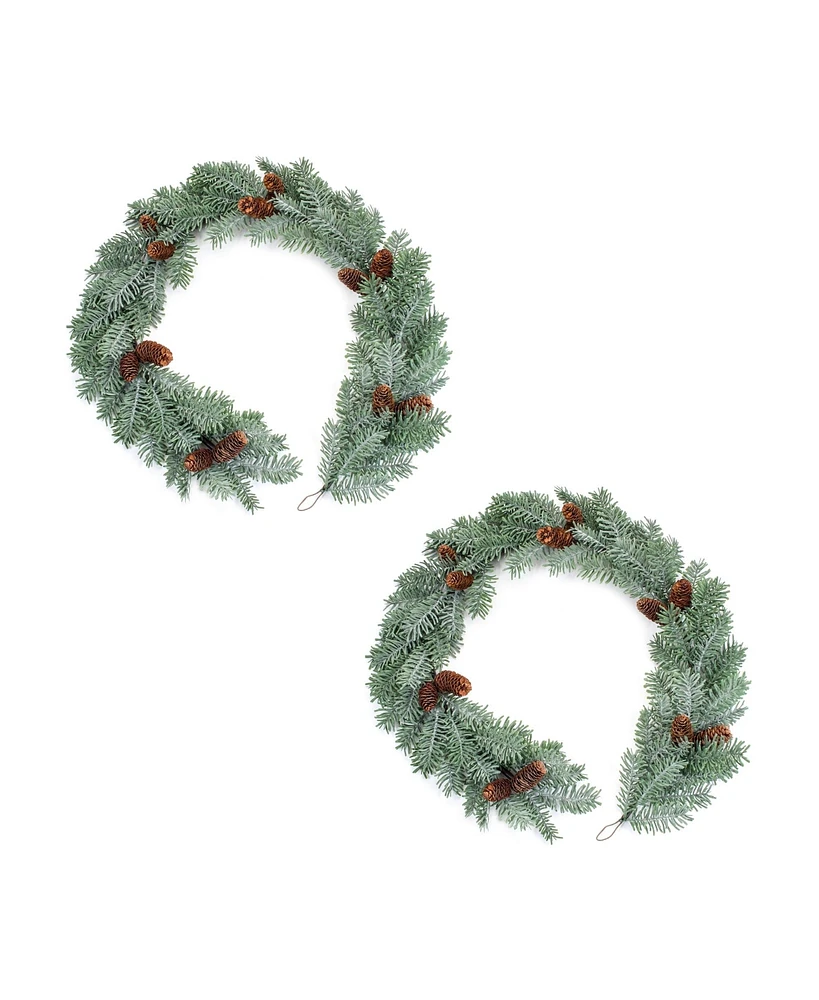 Slickblue Winter Pine Garland with Pinecone Accents (Set of 2)