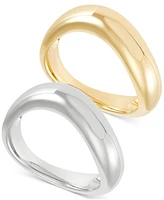 2-Pc. Set Wavy Polished Stack Rings Sterling Silver & 14k Gold-Plate