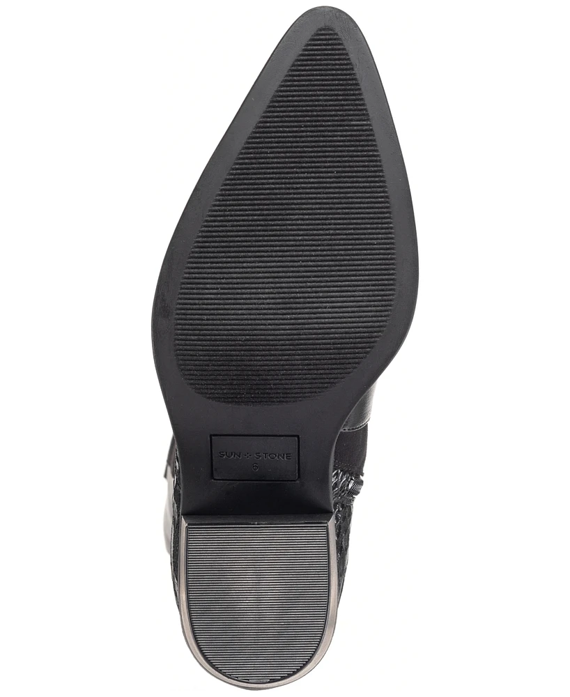 Sun + Stone Women's Biancaa Western Block Heel Booties, Created for Macy's