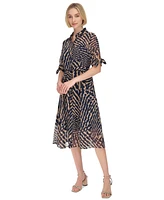 Calvin Klein Women's Printed Collared Midi Shirtdress