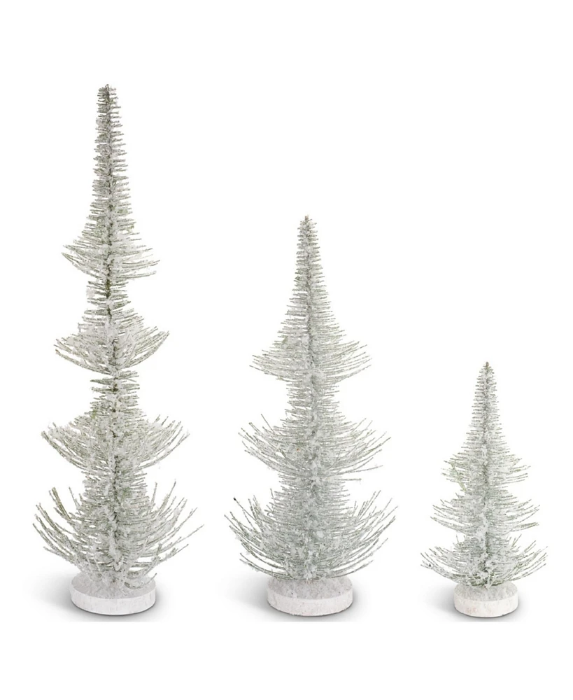 Slickblue Frosted Bottle Brush Holiday Tree (Set of 3)