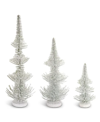 Slickblue Frosted Bottle Brush Holiday Tree (Set of 3)