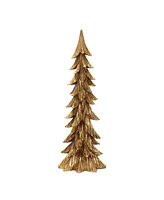 Slickblue Carved Stone Pine Tree Decor with Gold Finish (Set of 3)