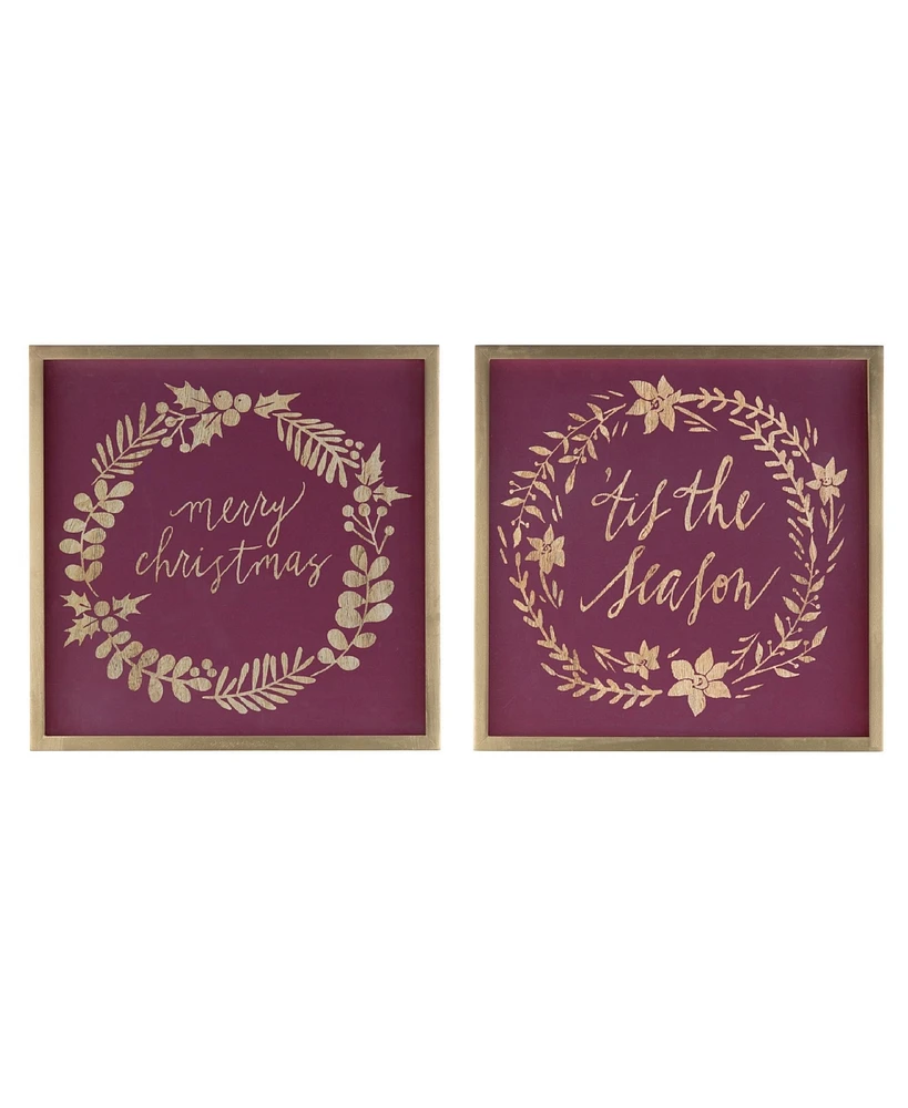 Slickblue Framed Christmas Holiday Sentiment Sign (Set of 2)