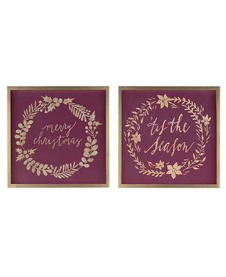 Slickblue Framed Christmas Holiday Sentiment Sign (Set of 2)