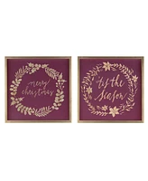 Slickblue Framed Christmas Holiday Sentiment Sign (Set of 2)