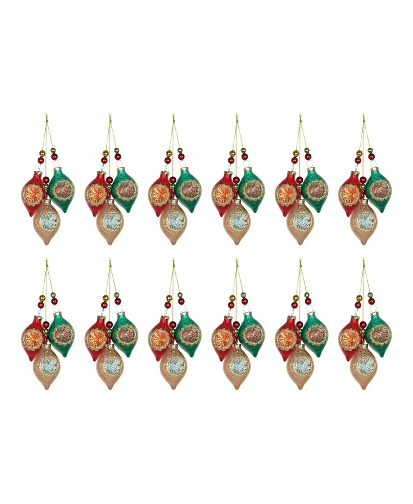 Slickblue Glass Reflector Ornament Drop (Set of 12)