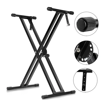 5 Core Piano Stand Double Braced Adjustable Keyboard Stands Metal X Style On Stage Keyboard Seat Durable & Sturdy Easy To Assemble - Ks 2X