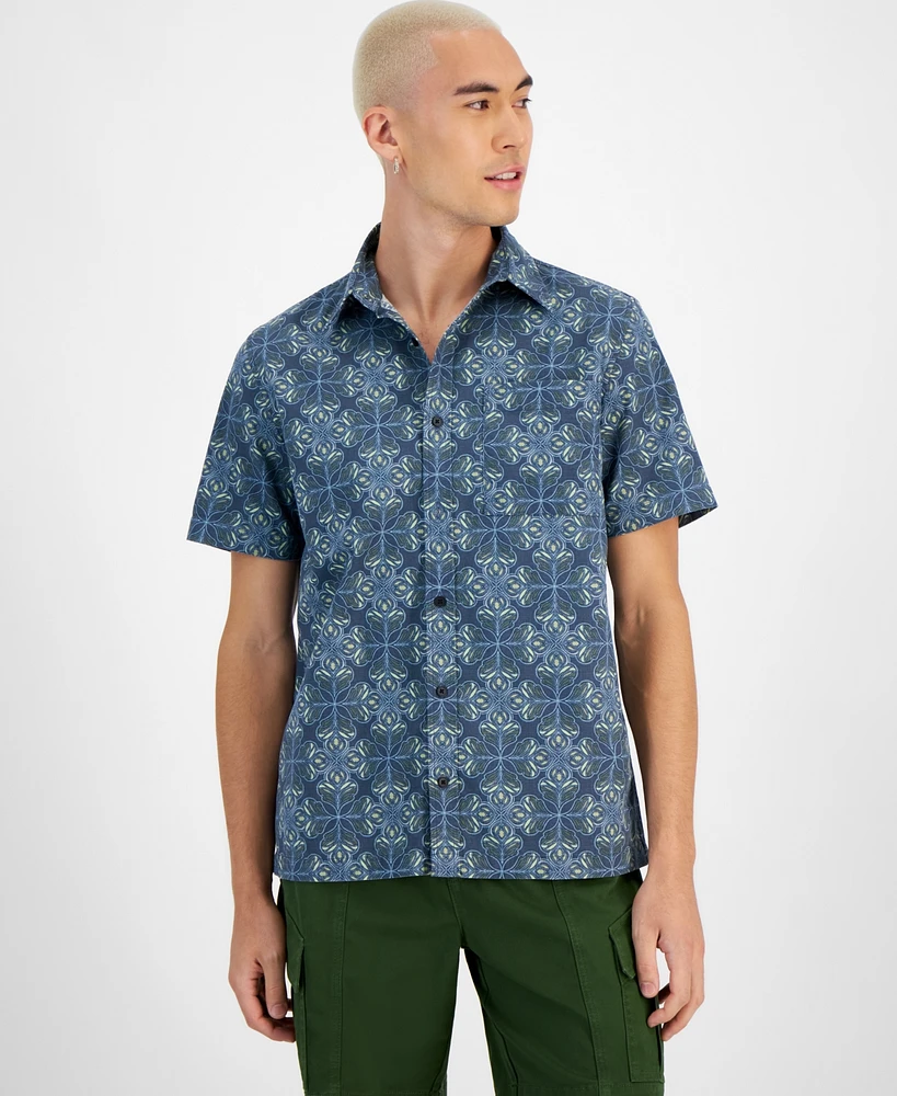 Sun + Stone Men's Gabriel Printed Short-Sleeve Shirt, Created for Macy's