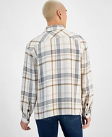 Sun + Stone Men's August Long Sleeve Button-Front Plaid Overshirt, Created for Macy's