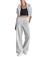 Dkny Sport Women's Embroidered-Logo Wide-Leg Fleece Sweatpants