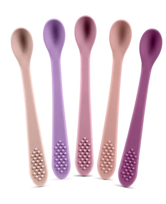 Sperric Best First Stage Baby Infant Spoons, 5-Pack, Soft Silicone Baby Spoons Training Spoon Gift Set for Infant