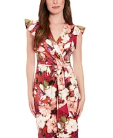 London Times Petite Printed Scuba A-Line Dress