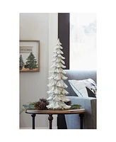 Slickblue Flocked Snowy Silver Holiday Tree Decor