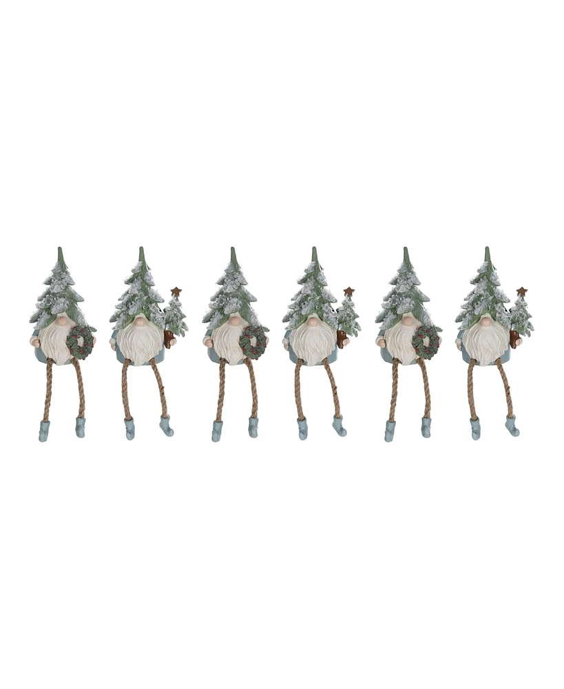 Slickblue Pine Tree Gnome Shelf Sitter Figurine (Set of 6)