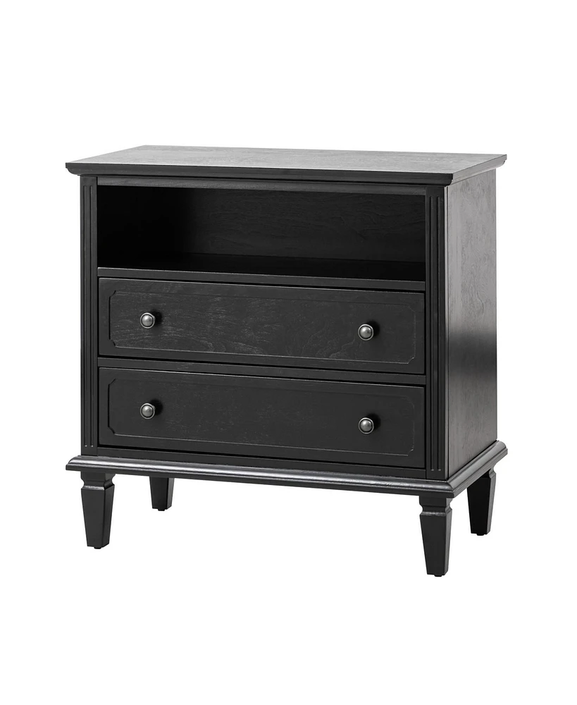 Hulala Home Kamilo Transitional 2-Drawer Solid Wood Nightstand